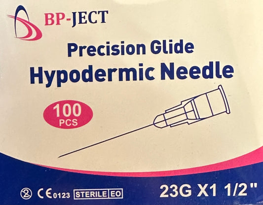 BPJect Sterile Hypodermic 23g 1 1/2 inch needles 100pk