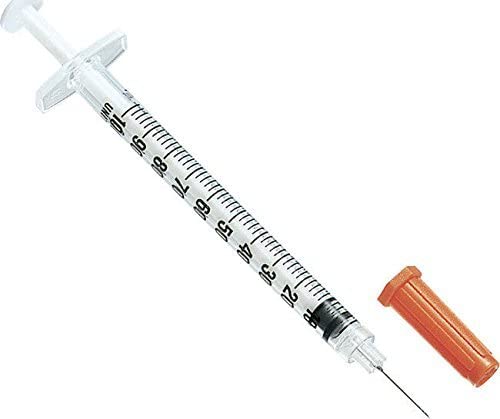 Insulin Syringes 1cc with 30g 1/2 inch Fixed Sterile Hypodermic Needle 10pk